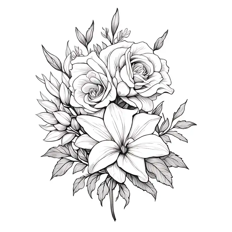 Roses Lily Tulips Orchid Dahlia And Amaryllis Vertical With A Little Foliage