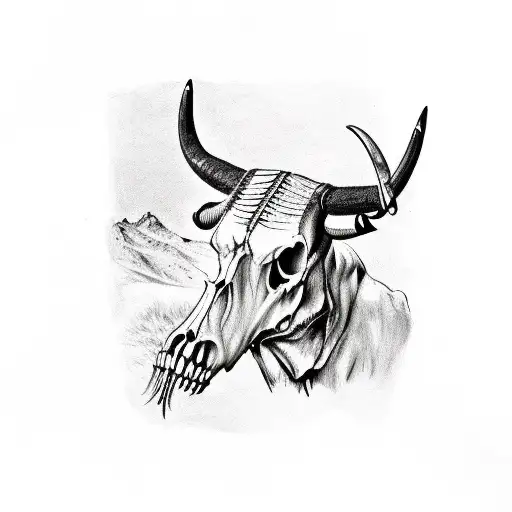 Texas Longhorn Skull And Native American Symbols