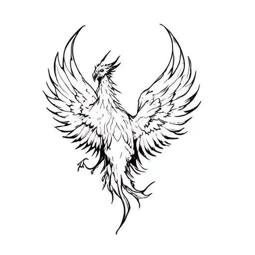 Minimalist Phoenix Rising With A Slightly Torn Wing