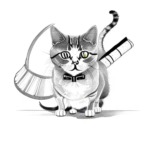 French Cat With Baguette