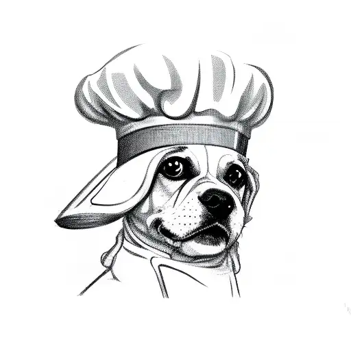 A Dog Wearing A Chef's Hat And Holding A Spatula
