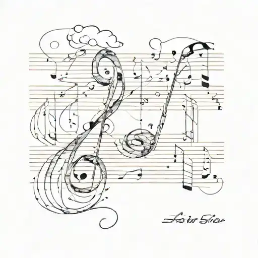 A Sketch Of A Music Sheet With The Client's Last Name 'Ilos' Incorporated Into The Design