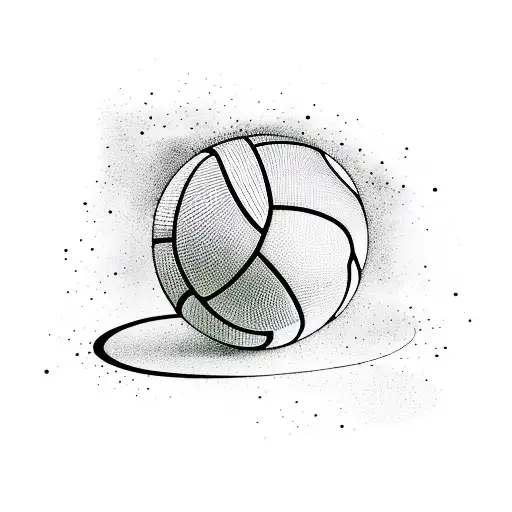 An Abstract Representation Of A Volleyball Using Blackwork
