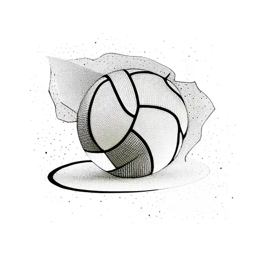 An Abstract Representation Of A Volleyball Using Blackwork