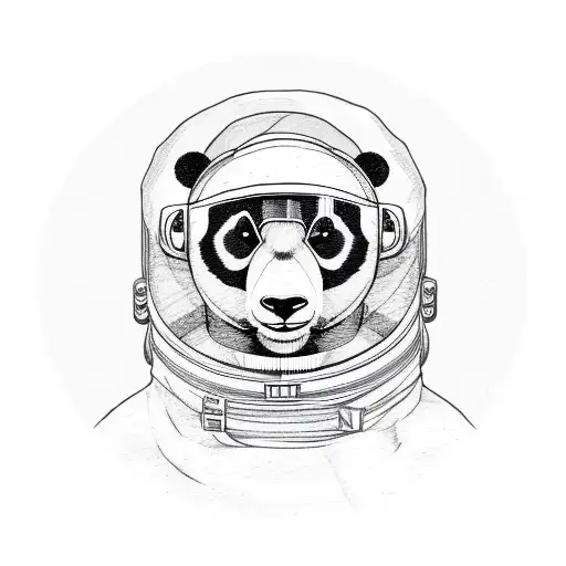 Cartoon Panda Bear Astronaut
