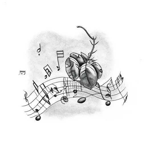A Coffee Bean Plant Entwined With Music Notes