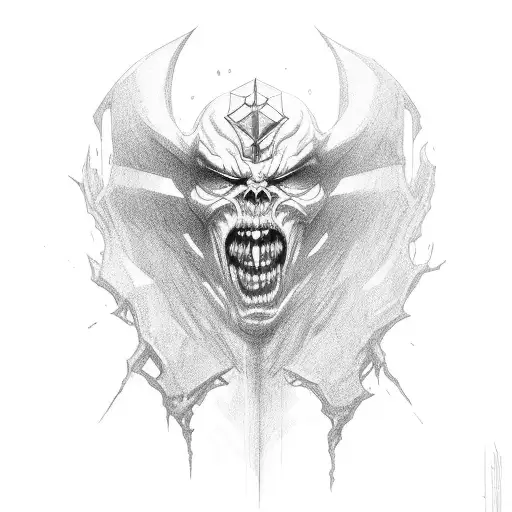 Dark God Looking Down On Demonds Torturing People