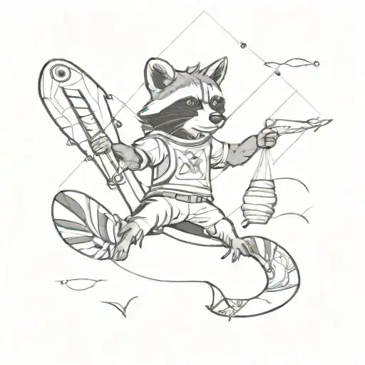 A Kiteboarding Racoon With A Money Symbol Kite