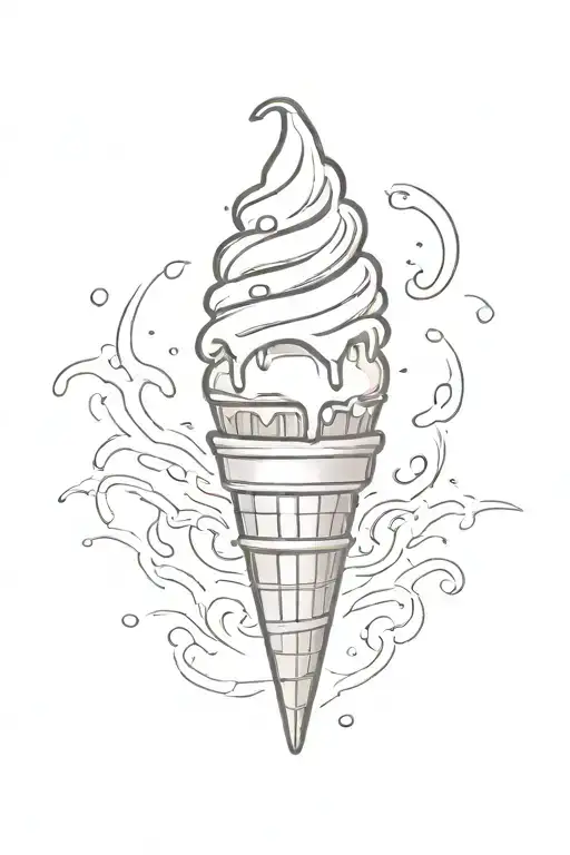 Icecream Cone That's Melting A Little Bit And It Has A Sad Face In The Icecream