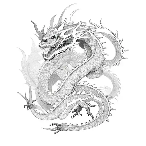 Bony Dragon In Japanese Style