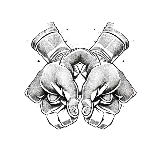 Weightlifting Gloves With A Sketch Of A Motivational Symbol