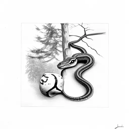 Realistic Ball Python Hanging From Tree