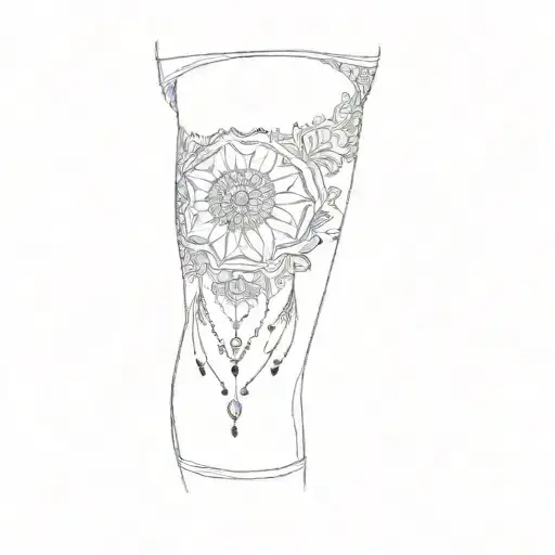 A Woman's Thigh Tattoo Featuring Henna