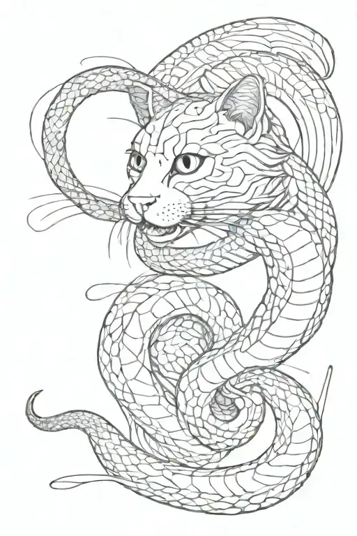 Cat And Snake In Chernukha Style