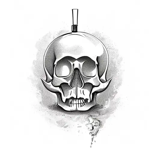 A Bottle Of Rum Smoothly Turning Into A Skull