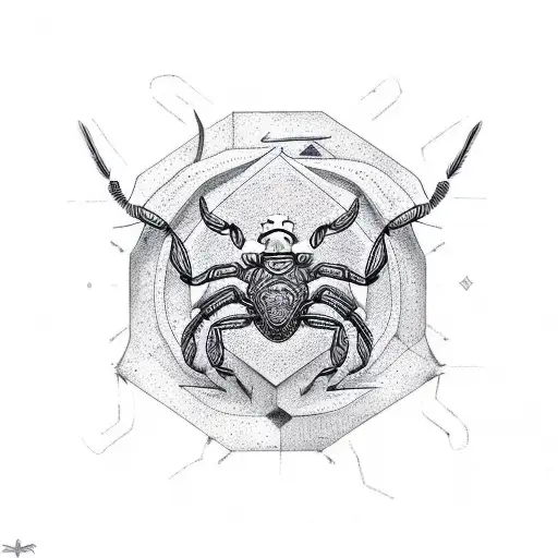 A Stylized Scorpion With Intricate Geometric Patterns