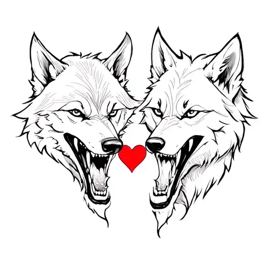 Vampire Fangs And A Wolf With A Heart