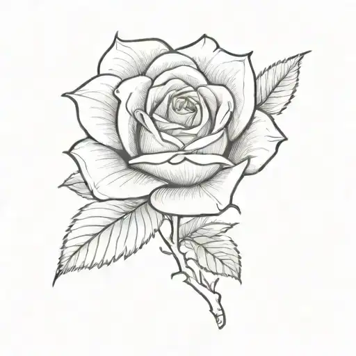 One Rose Flower With Leaves