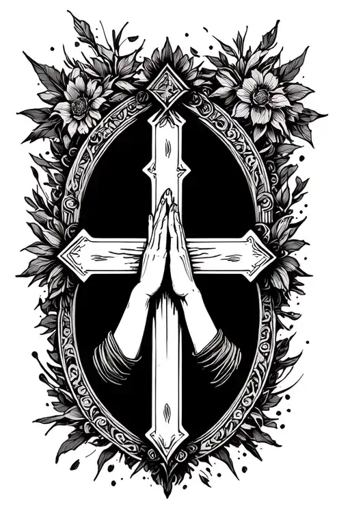 Cross With Pray Hands