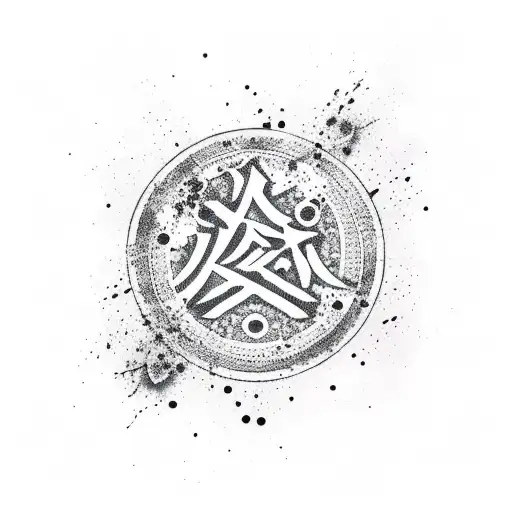 Kanji Symbol With Blood Splatter Pattern