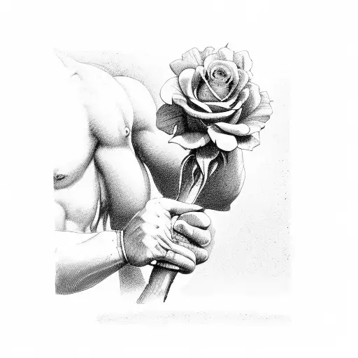 Roman Soldier Holding A Rose