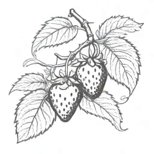 One Vintage Strawberry On A Vine With Angle Wings Spread Wide With No Leaves