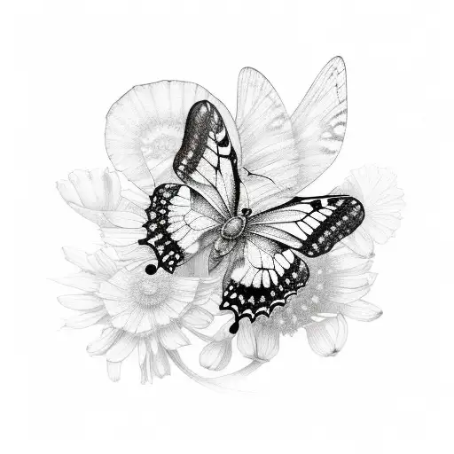 Multiple Butterflies With Small Line Stars