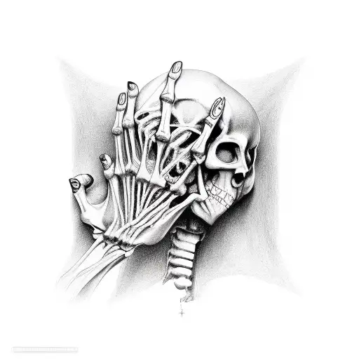 Creating Of Adam Made With A Female And Skeleton Hand