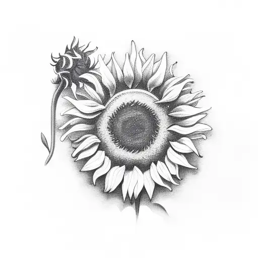 Sunflower With Writing As Stem
