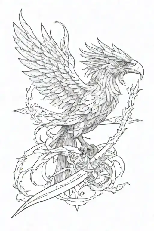 Phenix Passing Through A Sword Wrapped Make It Look Fierce Bold And Angry