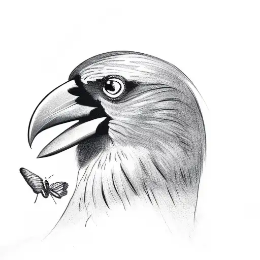 Crow With Butterfly