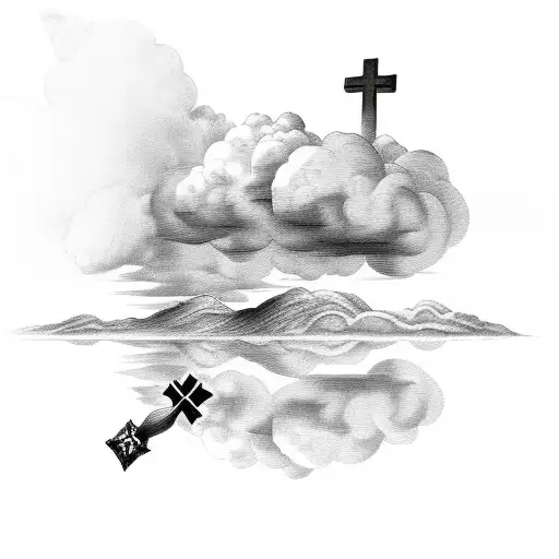 Bible Verse With Clouds In The Backgrounds And Three Crosses