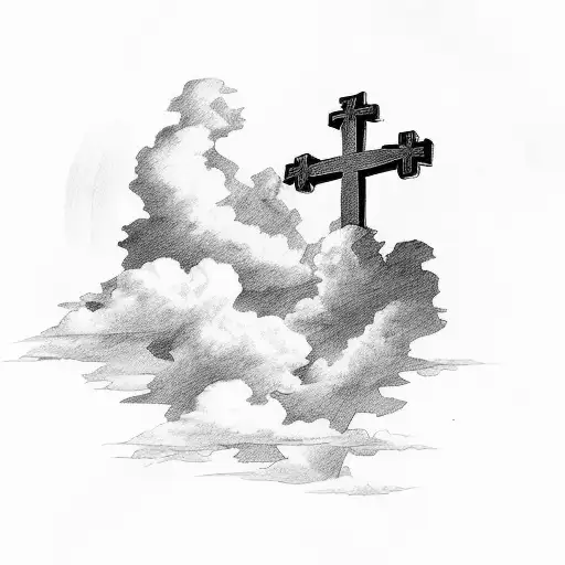 Bible Verse With Clouds In The Backgrounds And Three Crosses