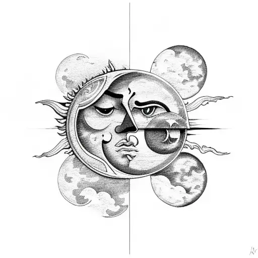 Sun And Moon And Clouds