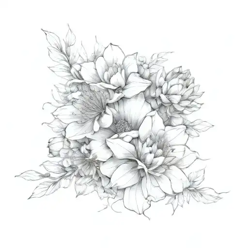 July August November Birth Flower Bouquet