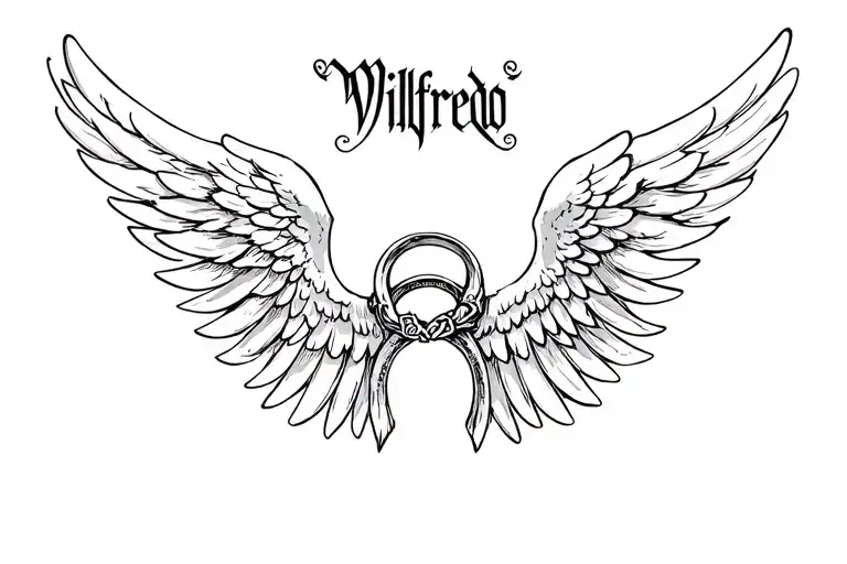 Wings Of An Angel With Ring On It With Name Wilfredo