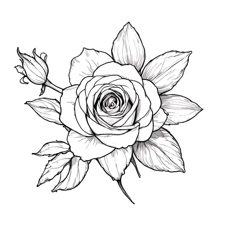 A Rose And A Daffodil Intertwined Representing The Client's Daughters