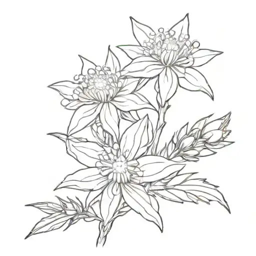 Edelweiss Flower Simple Line Drawing
