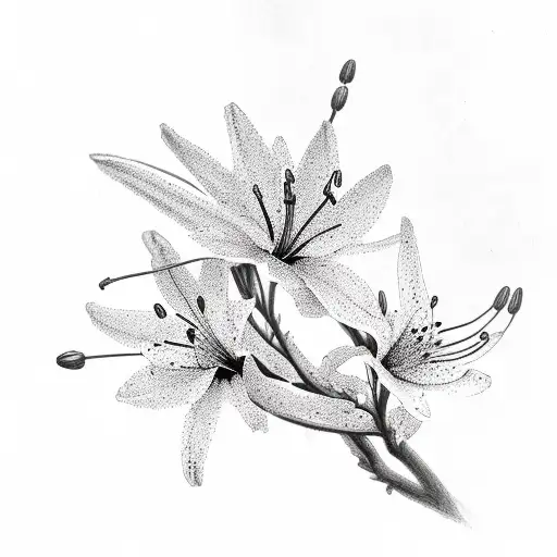 Cherry Blossom With Lily Flowers