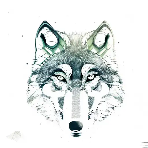 Wolf With Abstract Forest Background