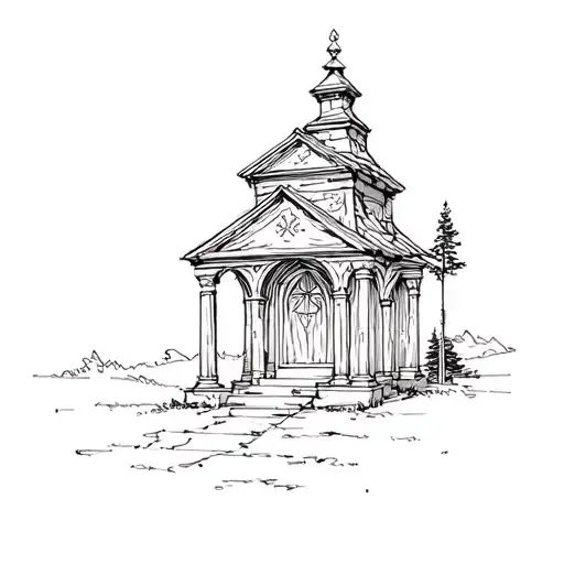 An Old Outdoor Tabernacle Fine Line