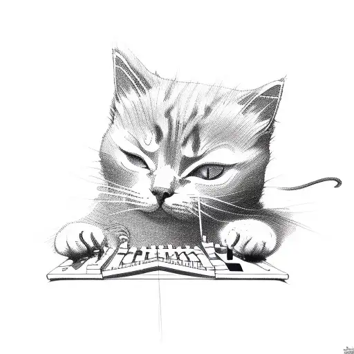 Cat Playing Synth
