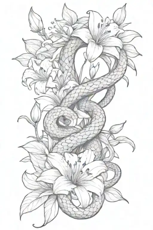 Snake And Lily Flowers