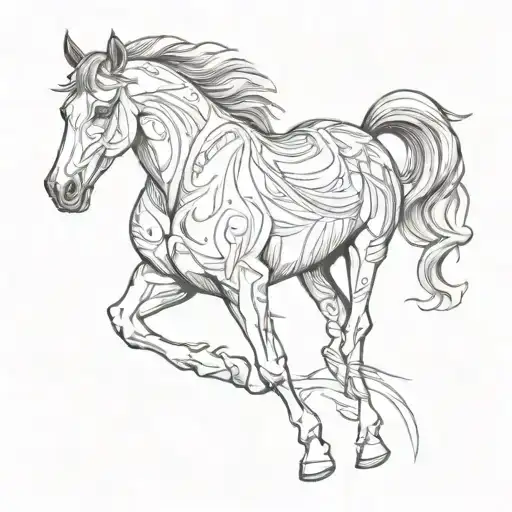 Horse Tattoo In Graphic Style Design