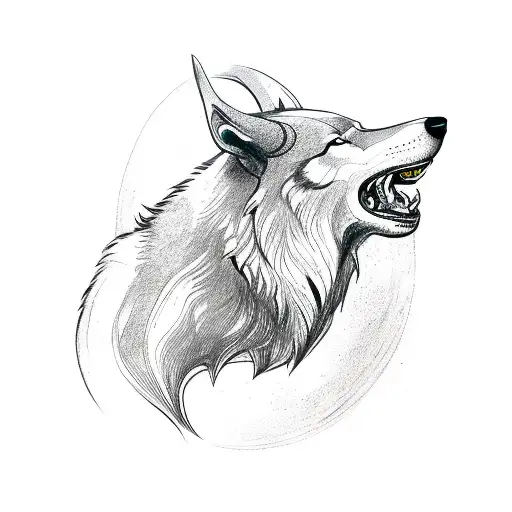 Viking Wolf Head Side View With Viking Compass Fading Into Smokr