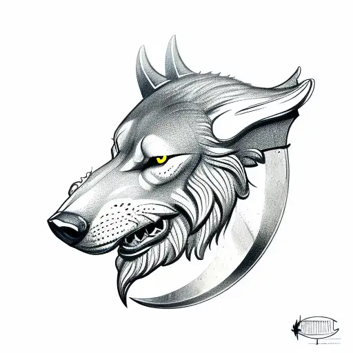 Viking Wolf Head Side View With Viking Compass Fading Into Smokr