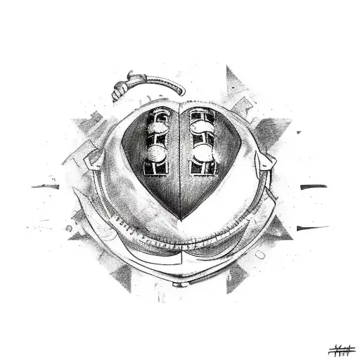 A Football Player With A Heart-shaped Post-apocalyptic World Tattooed On Their Chest