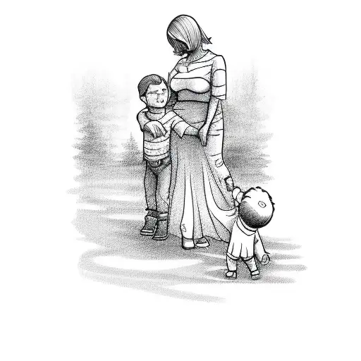 Big Sized Mom Holding Her Son Walking