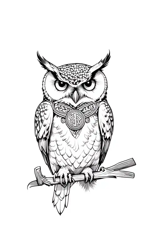 Owl With A Token On The Neck Of The Russian Army