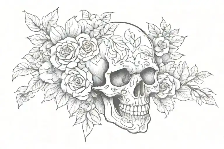 Skull And Floral Design